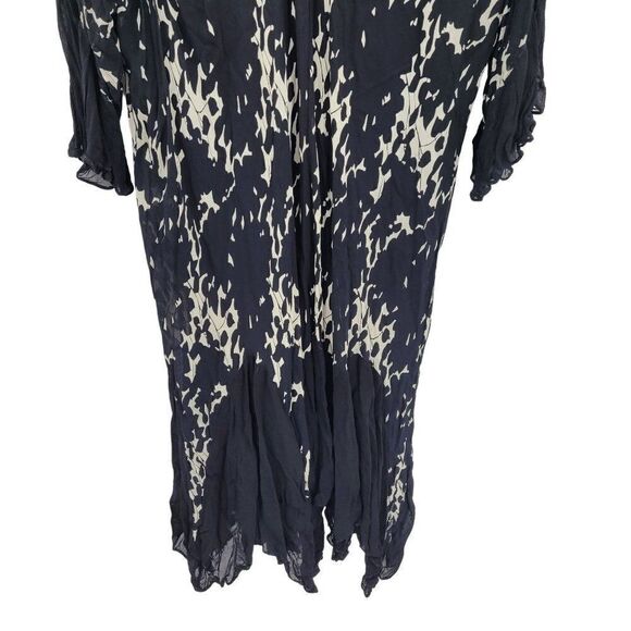 Temptations II Dress 3X Black Crinkle Swing Sheer Bell Sleeve Handkerchief Hem - Picture 7 of 17